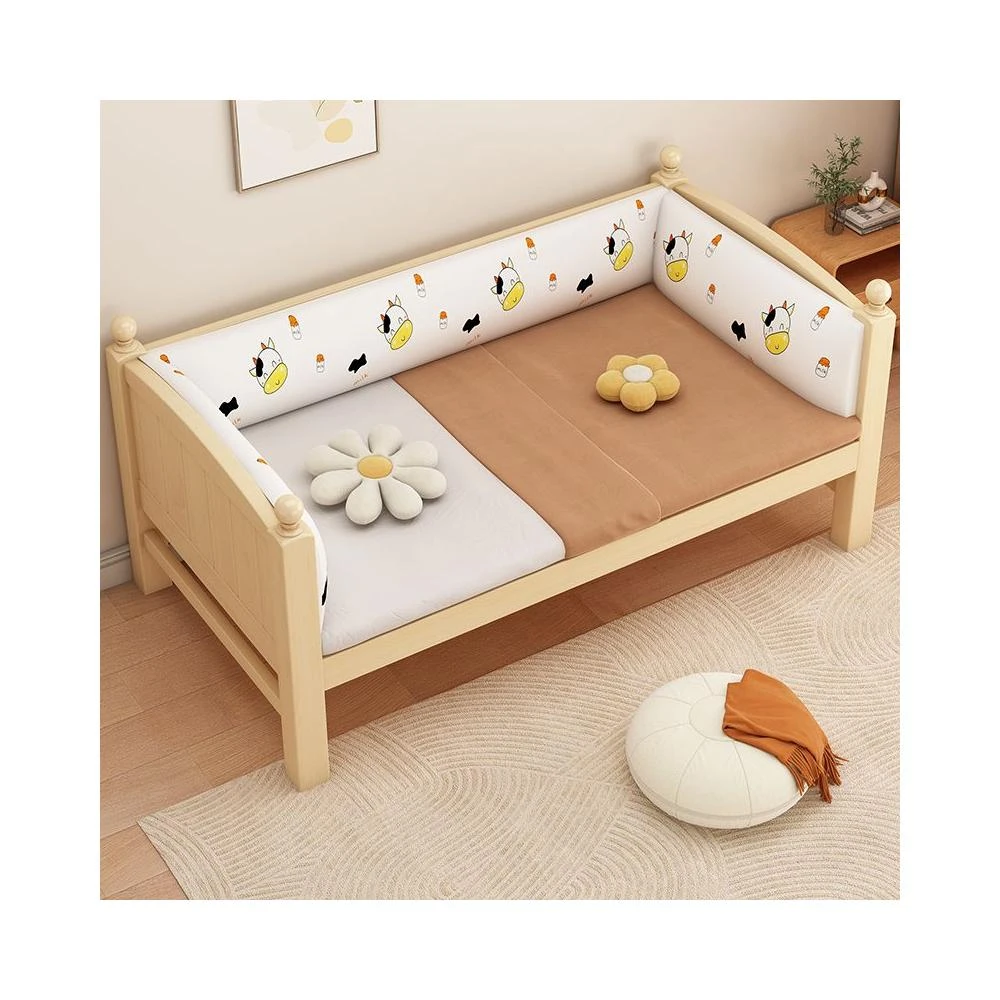 小柒家Mercure 實木嬰兒拼接床加寬帶護欄男孩女孩單人床邊床拼接大床可定制