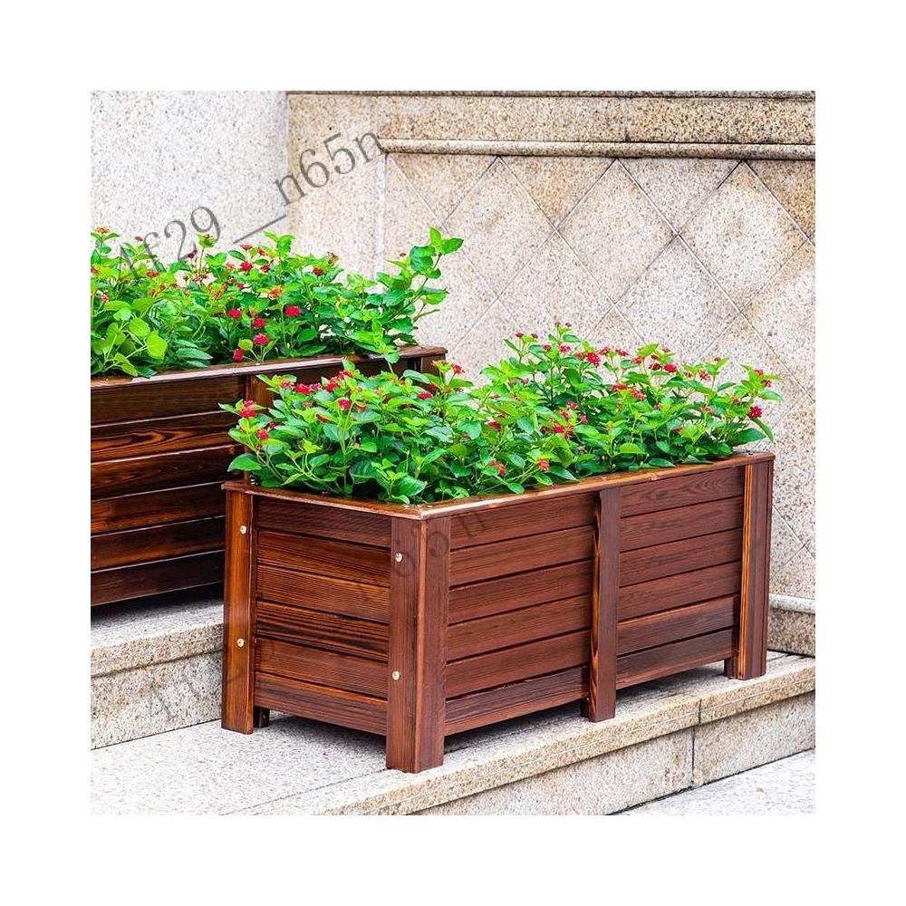 碳化實木花箱大花箱戶外花箱庭院花箱防腐木花箱碳化實木花盆槽
