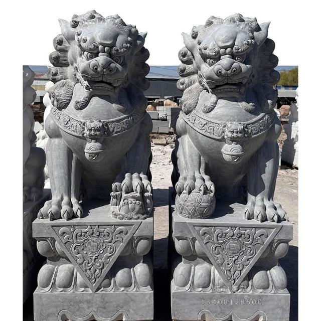 精雕漢白玉石獅子一對家門口石雕青石獅子墓地看門鎮宅大門口祠堂