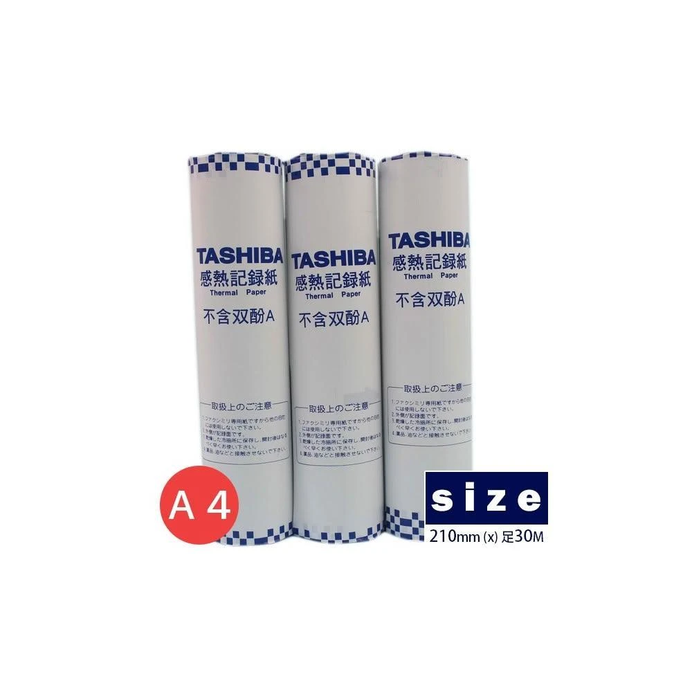 【TOSHIBA 東芝】TASHIBA 東芝 A4傳真紙 210mm x 30m(足碼) /一支入 一般標準型 超高感度 傳真紙 無雙酚A -文