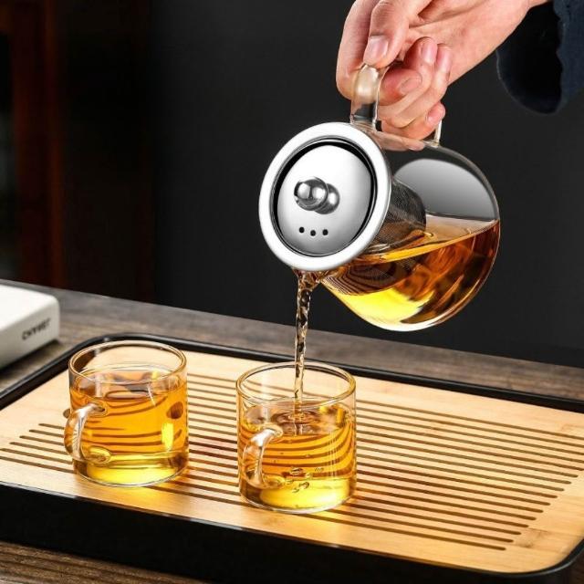 日昭}304耐熱高硼硅玻璃茶壺(電磁爐泡茶壺過濾沖茶器家用辦公室