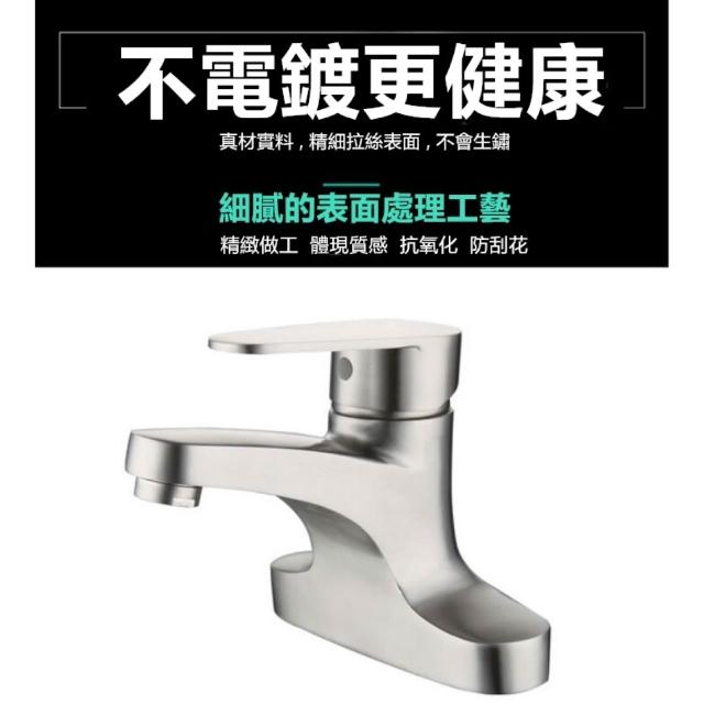 【MIAO YING 淼瀅精品衛浴】304不銹鋼雙孔冷熱面盆水龍頭 冷熱洗臉盆水龍頭 單把雙孔台盆三孔盆龍頭 浴室無鉛龍頭 家用衛生
