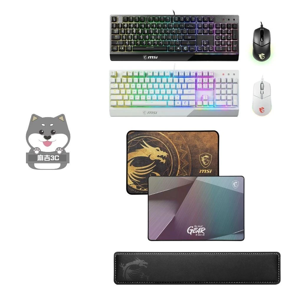 【MSI 微星】▲周邊組合▲ GK30 Combo 電競鍵盤 + GD21/GD22 電競鼠墊+WR01 手托 鍵盤組合包