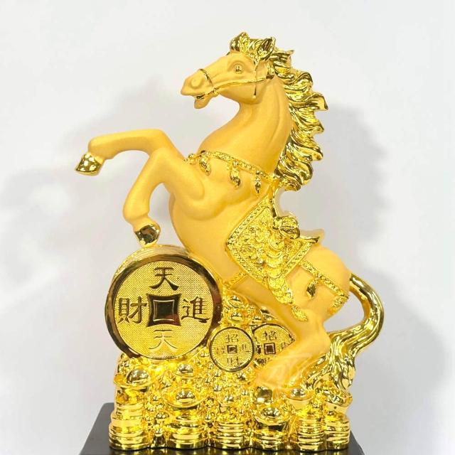 御古齋】絨沙金精雕招財寶馬馬到成功天天進財招財進寶開運擺件店面居家