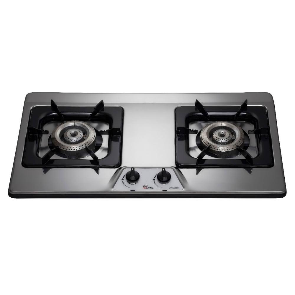 【喜特麗】(全省安裝)喜特麗二口不鏽鋼檯面爐瓦斯爐天然氣JT-GC202S-NG1