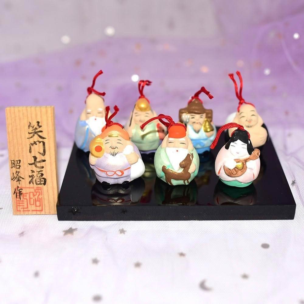 日本製開運七福神福鈴陶器吉祥緣起物擺飾昭峰作me216