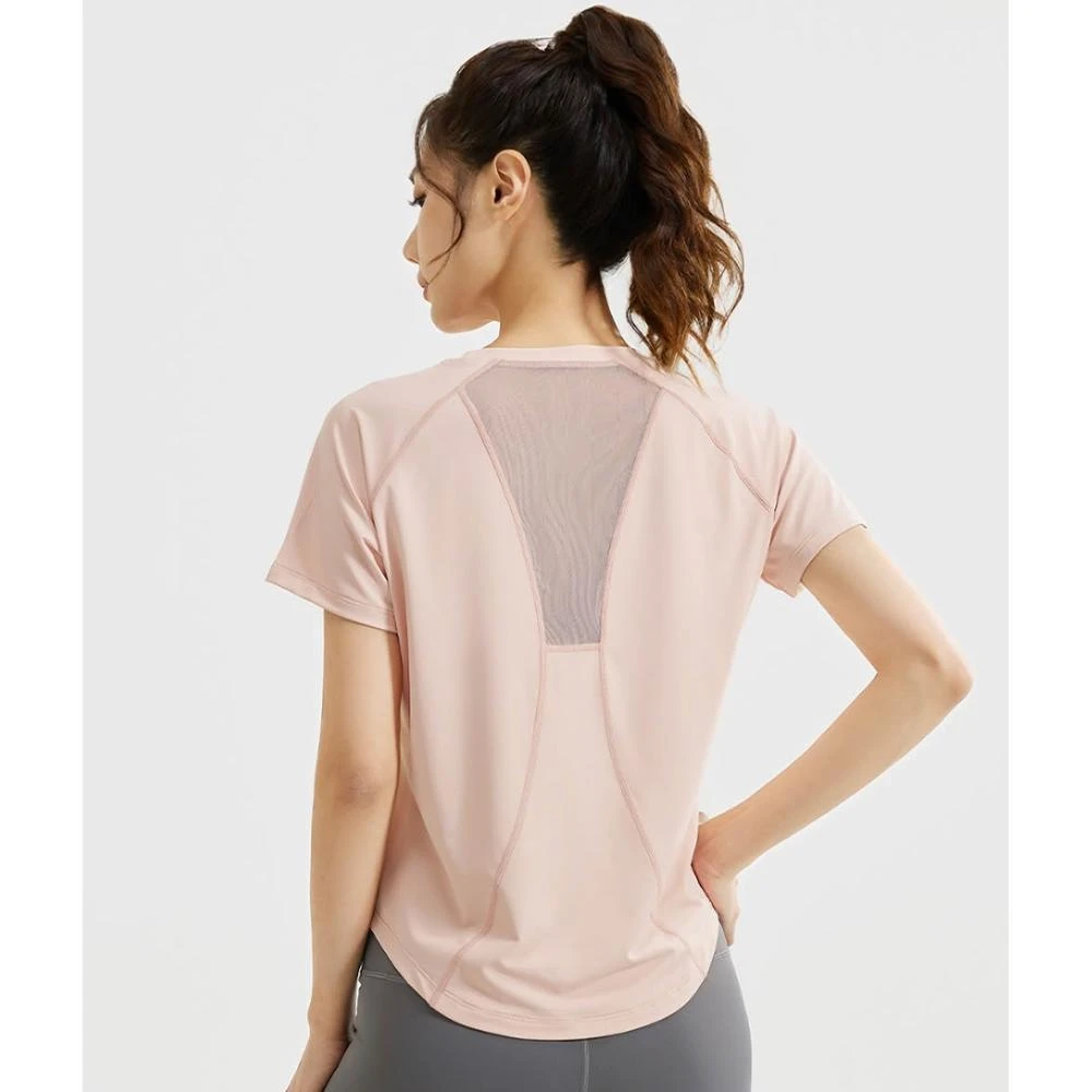 【FT SHOP】寬版拼接運動短袖 拼接網紗超透氣 夏天必備 瑜伽跑步 健身上衣 運動上衣 合身顯瘦修飾 輕薄速乾