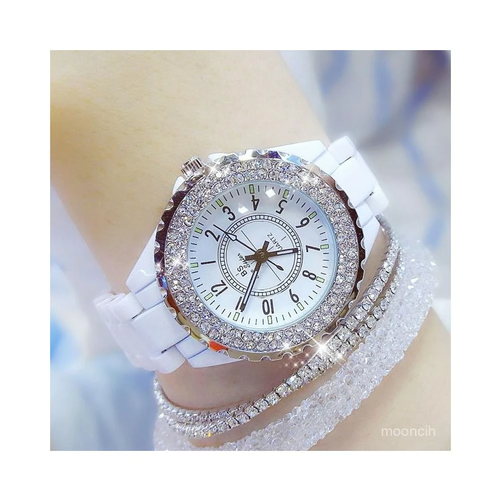 偉偉錶錶 新款正品韓版防水手錶女時尚鑲鑽女士腕錶高檔滿鑽女錶夜光陶瓷錶