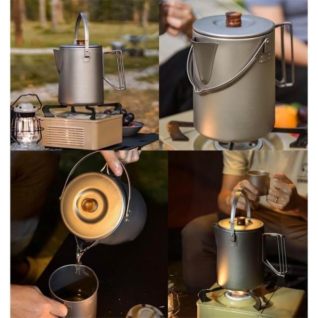 TEMPEST】1500ml 吊掛純鈦可折疊燒水壺鳥嘴( 鈦壺茶壺純鈦開水壺