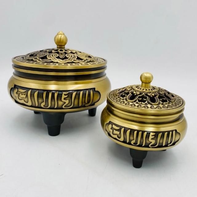 【特級】 香炉 塗金銅 金象嵌 三足 六角 五面 造 古銅 古玩 香道具 在銘 特級】 香炉 塗金銅 金象嵌 三足 六角 五面 造 古銅 古玩 香道具 在銘