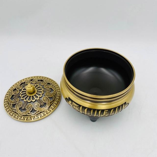 古德金香】回文三足爐/ 銅製檀香爐沉香爐熏香爐盤香爐中元普渡