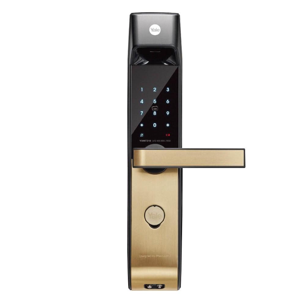 【Yale 耶魯】Yale YDM7216A指紋卡片四合一電子鎖-髮絲金(含基本安裝)