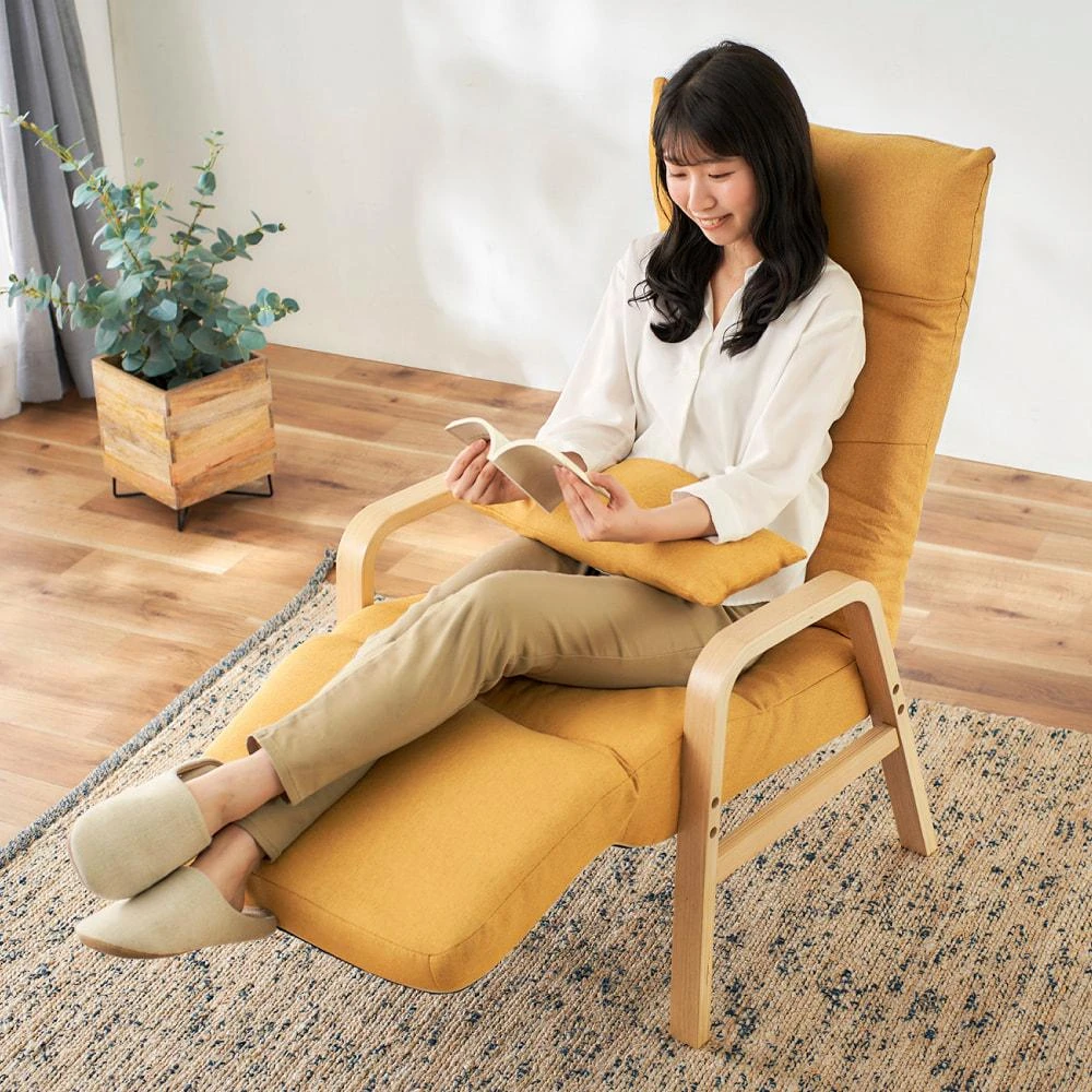 【IRIS】木質扶手多段調節躺椅FAC-RHB(懶人椅、休閒躺椅、單人椅、躺椅、多段調節、附抱枕)