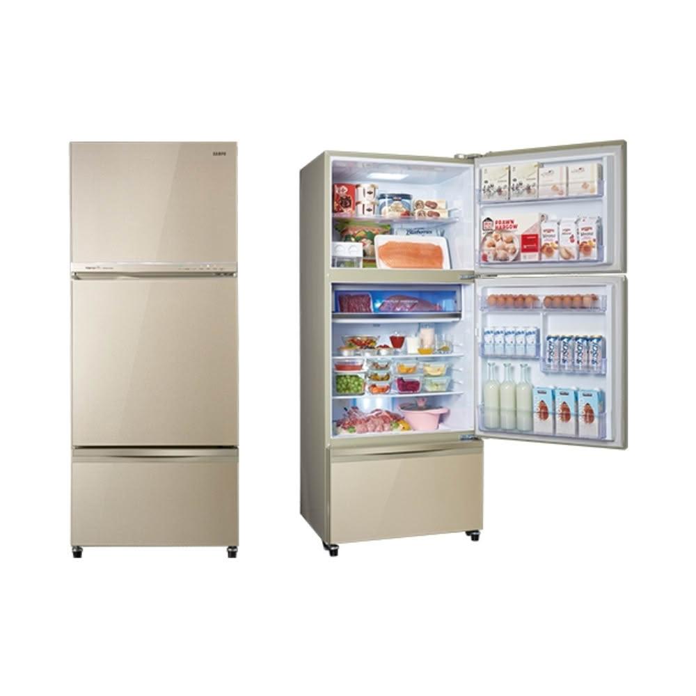 【SAMPO 聲寶】605L極光鈦玻璃三門變頻冰箱SR-C61GDV(Y8)