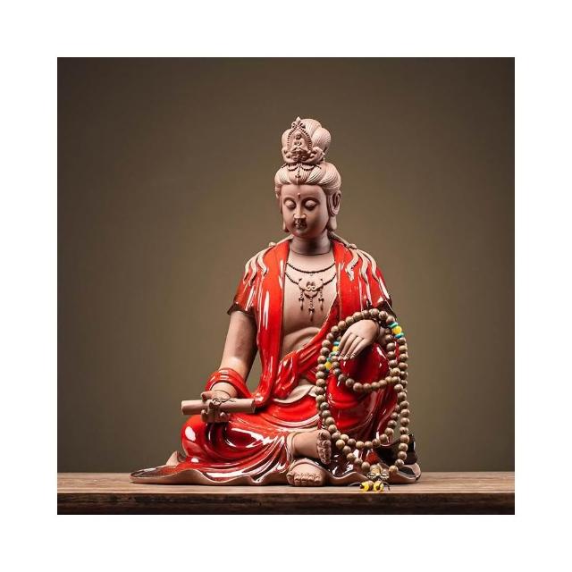 紫砂手工藝品持經觀音菩薩佛像客廳家用居家供奉中式禪意擺件坐像擺件