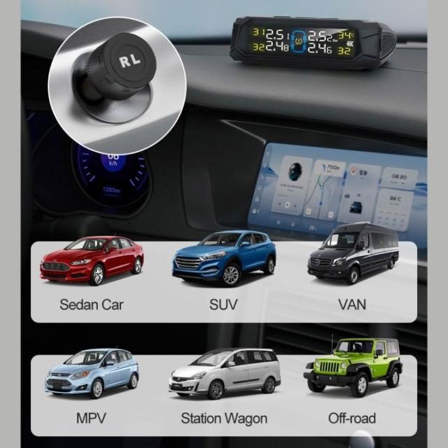 太陽能無線胎壓偵測器 TPMS｜汽車輪胎偵測｜胎壓胎溫顯示 SUV休旅 胎壓偵測器