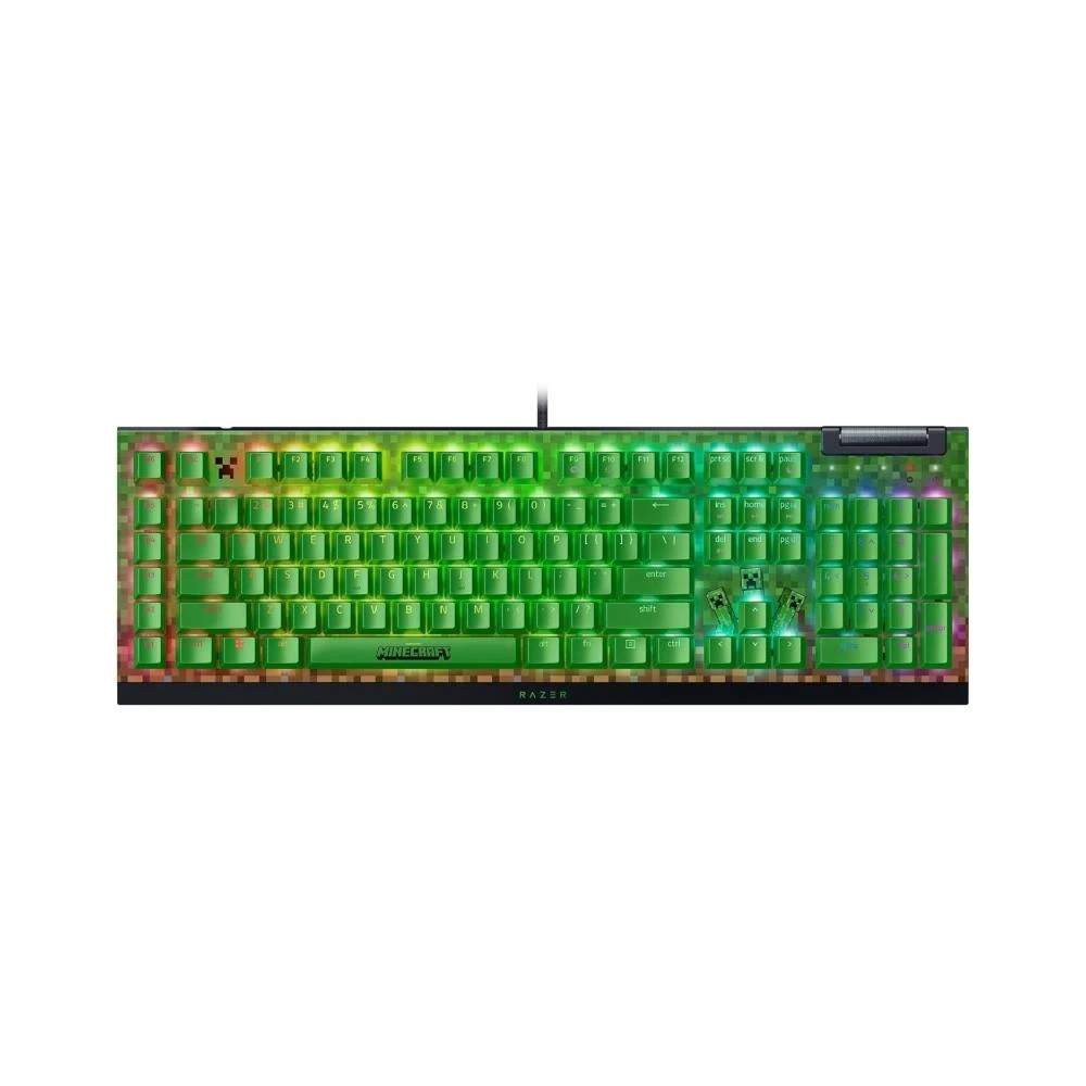 【Razer 雷蛇】黑寡婦蜘蛛幻彩版 BlackWidow V4 X Minecraft 麥塊限定版 綠軸英文 有線電競鍵盤