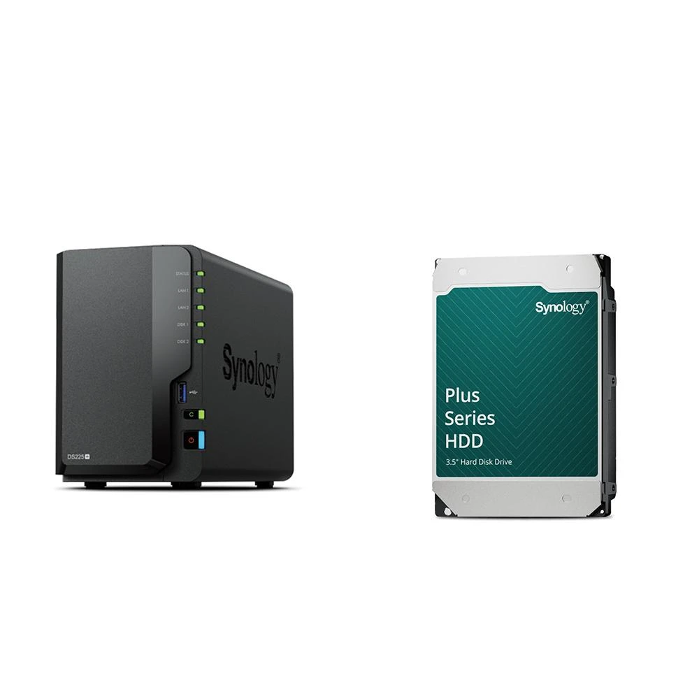 【Synology 群暉科技】〈自MO價〉DS225+ 網路儲存伺服器+HAT3310 PLUS 8TB NAS硬碟(X2)
