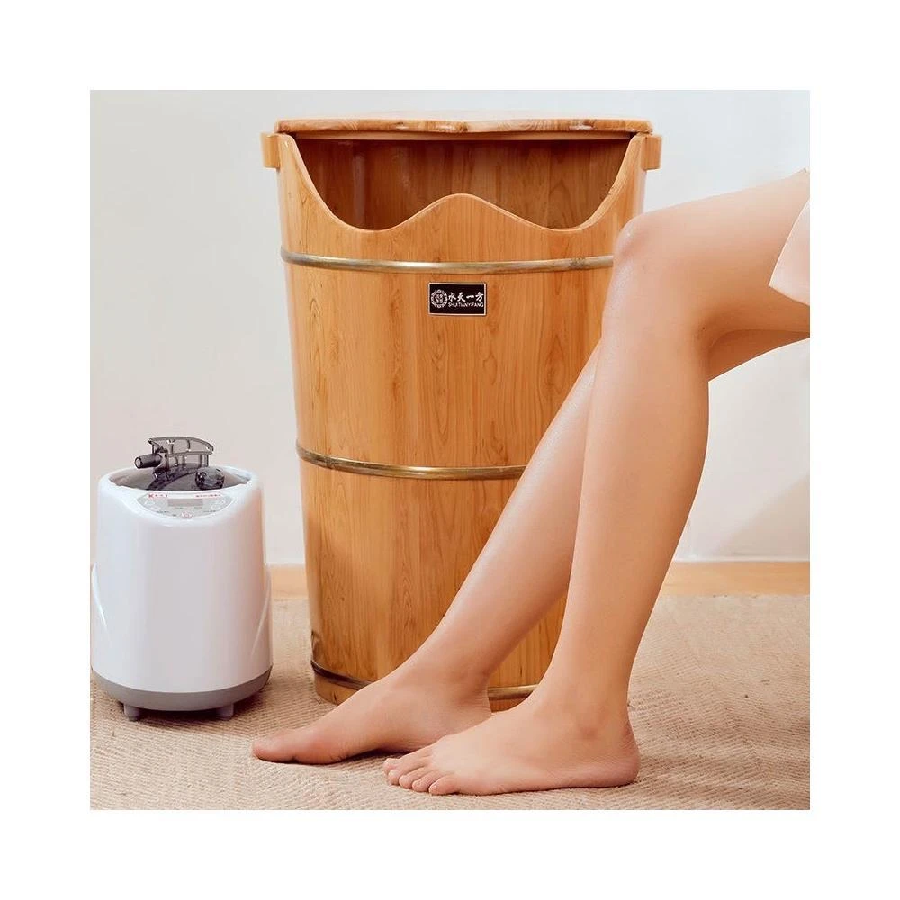 過膝深桶泡腳桶泡膝蓋泡腿木桶實木帶蓋足浴桶汗蒸桶