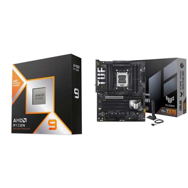 【AMD 超微】〈自MO價〉R9 9950X3D+華碩 TUF GAMING X870-PLUS WIFI ATX主機板