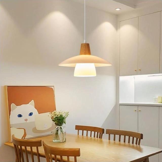華燈惠 木質吊燈北歐風實木吊燈 餐廳吊燈 臥室吊燈 簡約原木 單頭日式風吊燈侘寂風吊燈中島吊燈玄關吊燈床頭吊燈