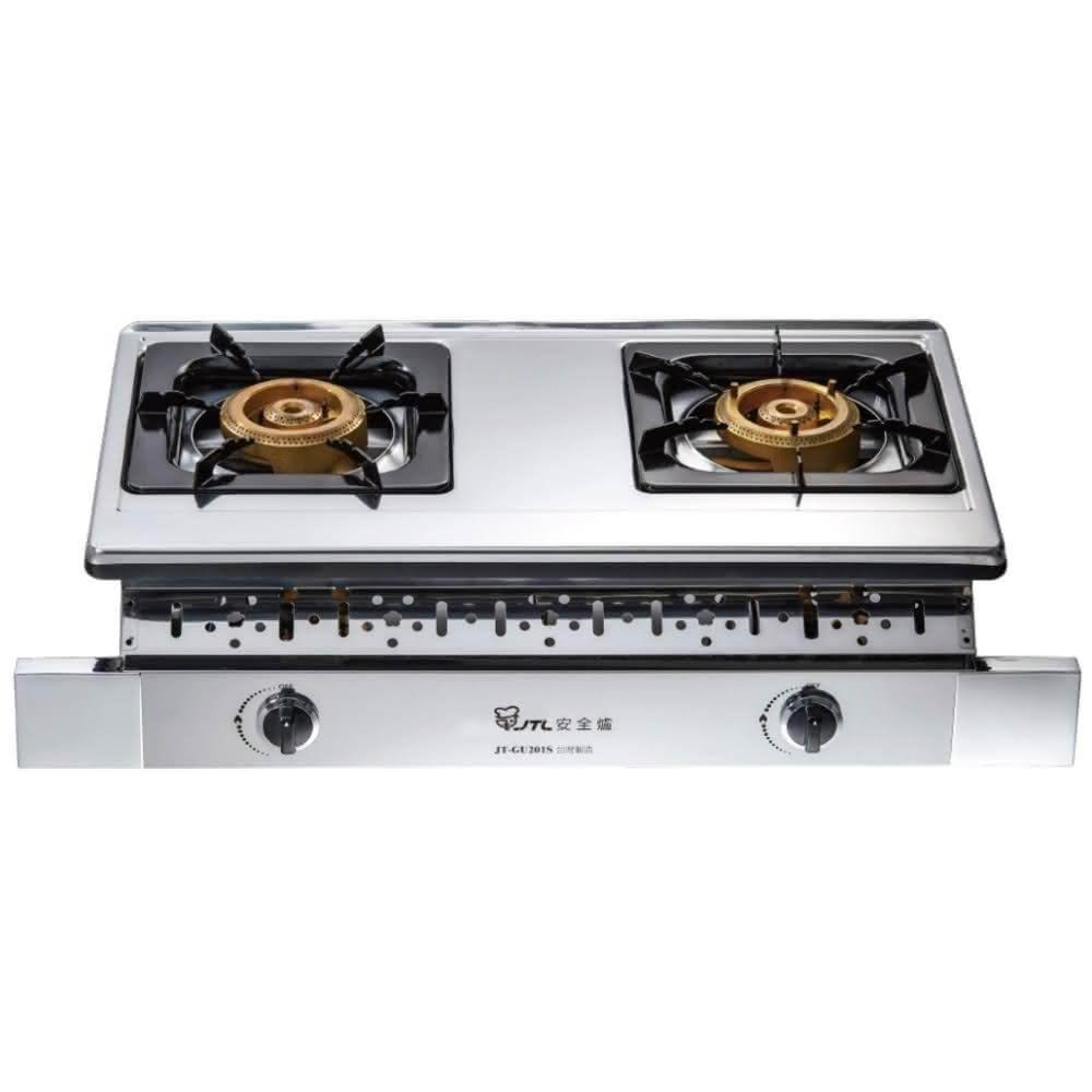 【喜特麗】雙口銅爐頭嵌入爐白鐵NG1/LPG瓦斯爐JT-GU201S基本安裝