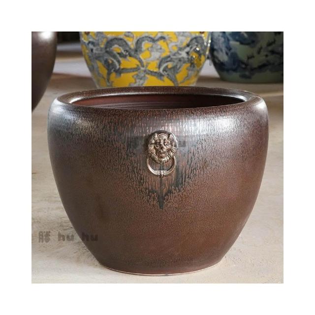 陶瓷大缸錦鯉金魚缸仿古特大號荷花缸庭院大水缸招財獅耳缸
