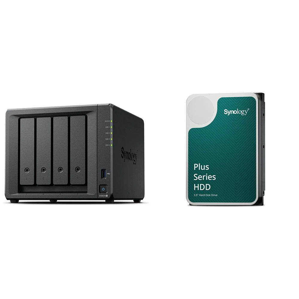 【Synology 群暉科技】〈自MO價〉DS925+ 4Bay NAS+HAT3300 PLUS 6TB NAS硬碟(X2)