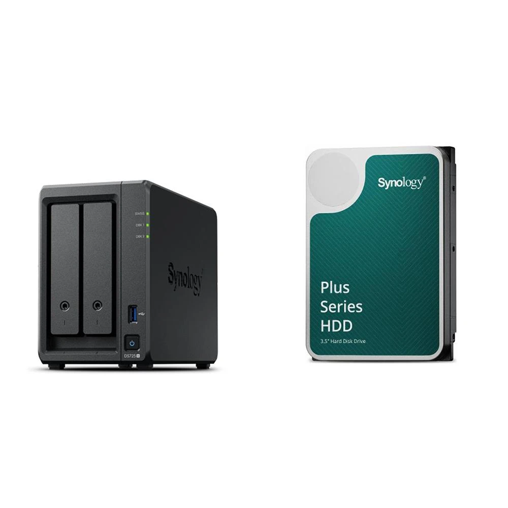 【Synology 群暉科技】〈自MO價〉DS725+ 網路儲存伺服器+HAT3300 PLUS 6TB NAS硬碟(X2)