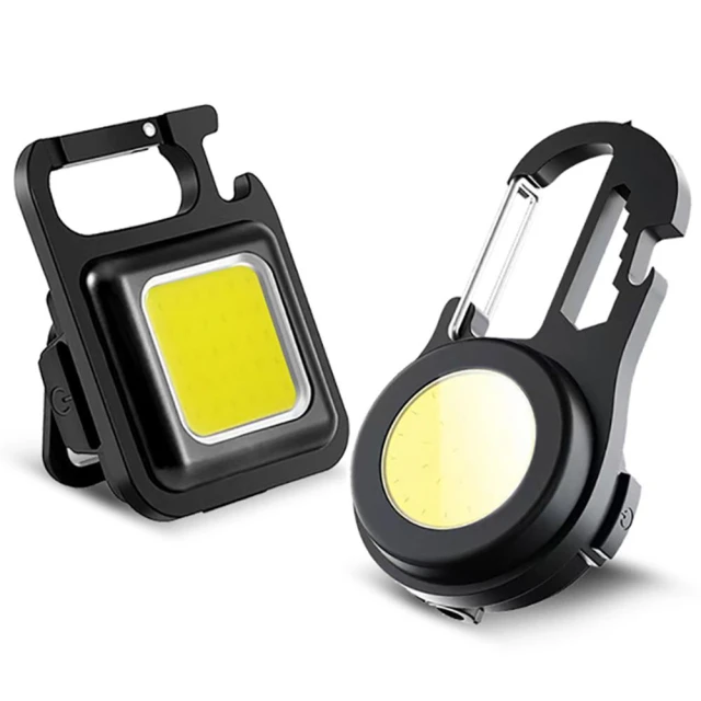 【日創生活】戶外鑰匙圈LED燈 爆閃燈 {鋁合金 COB 金屬鑰匙扣 手電筒 家用應急小夜燈 USB充電 野營燈 多功能燈}