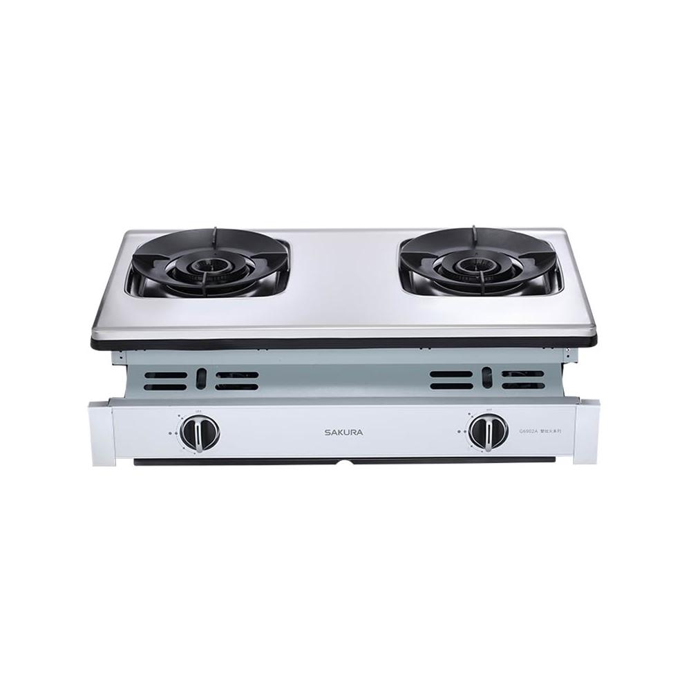 【SAKURA 櫻花】G6902A 不鏽鋼面板 聚熱焱雙炫火安全爐  G6902AS 新式聚熱環 瓦斯爐 G6902