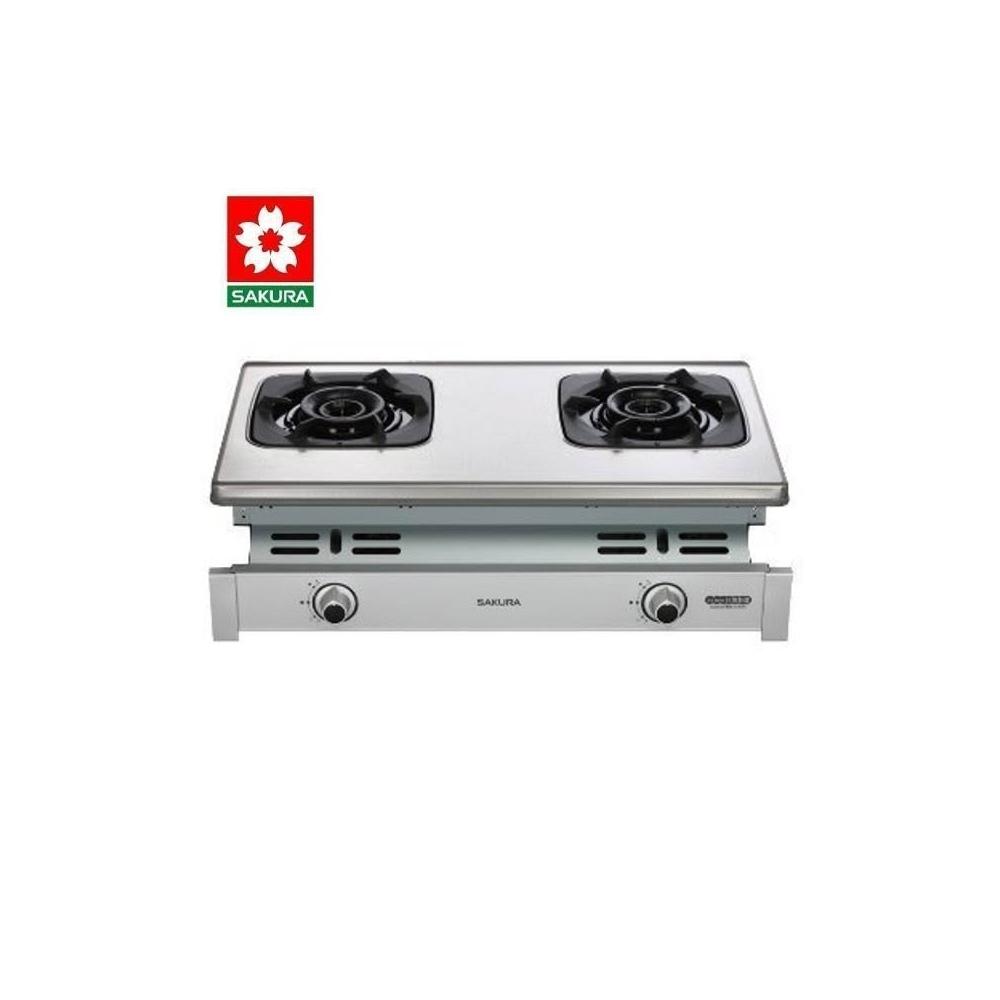 【SAKURA 櫻花】G6900S G-6900S 白鐵材質 雙炫火崁入式瓦斯爐 G6900 人因工程設計旋鈕 珍珠壓紋不鏽鋼面板