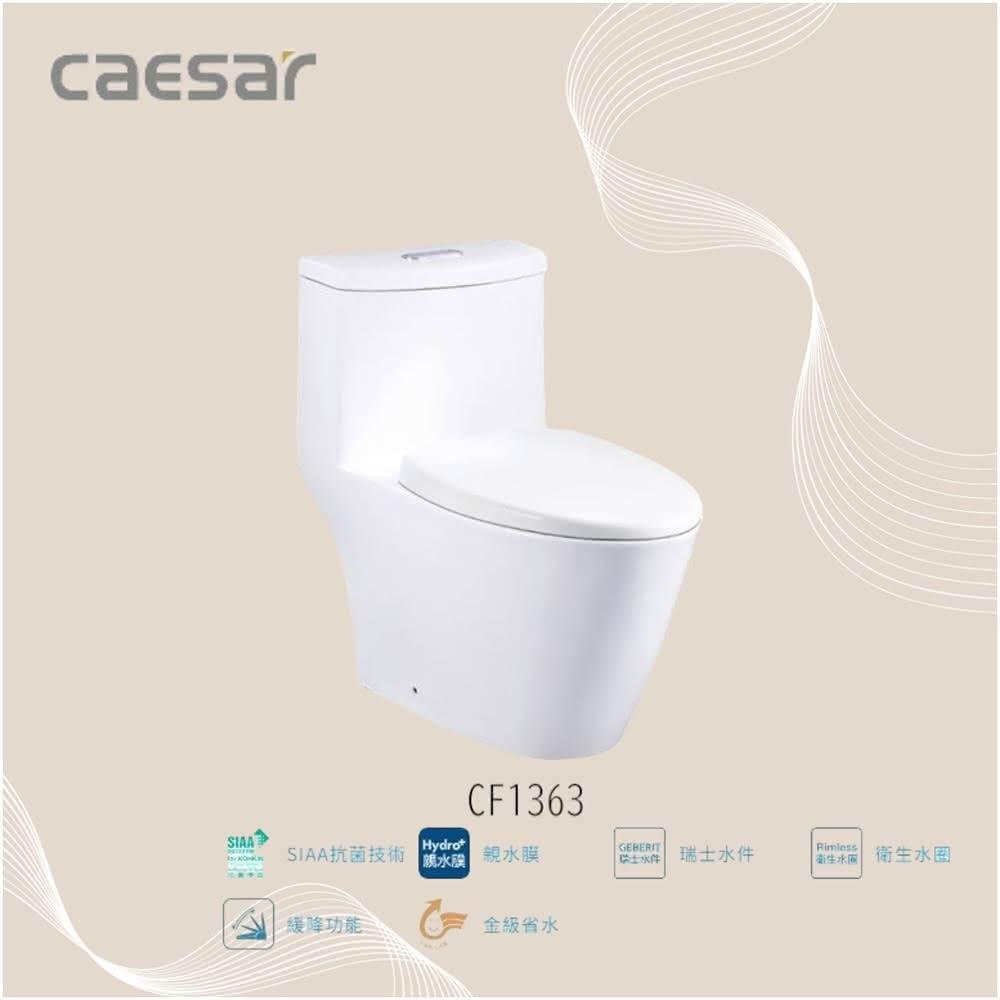 【CAESAR 凱撒衛浴】金級省水單體馬桶 瑞士水件 抗菌便座 CF1363(單體馬桶)