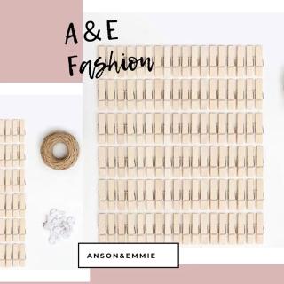 木夾50個+麻繩 照片夾 夾子 相片夾 原木夾 懸掛裝飾 照片牆 木頭 夾子