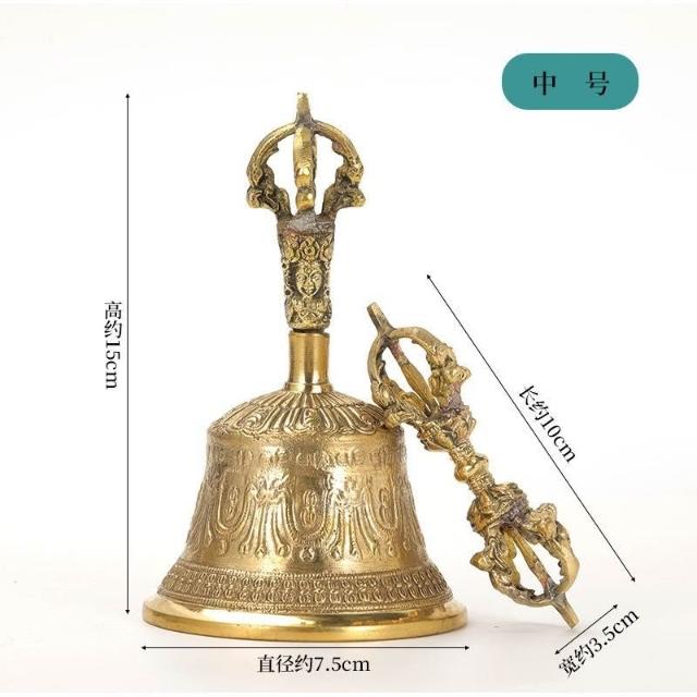 尼泊爾手工五股金剛杵法器黃銅金剛鈴西藏密宗手搖法鈴白銅鈴鐺杵