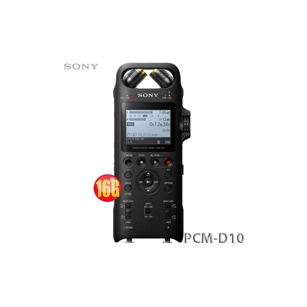 SONY PCM-D10 是一款高解析度數位錄音筆，提供卓越的音訊品質與靈活的錄音功能。內建高達 24-bit/192kHz 的高解析度音訊規格，支援多種錄音模式與格式，適合音樂創作、語音記錄及專業錄音需求。輕巧便攜設計，內建麥克風與耳機監聽功能，方便即時錄製與監聽。支援 USB 音訊 2.0 介面，可直接連線電腦進行高品質音訊轉移與編輯。