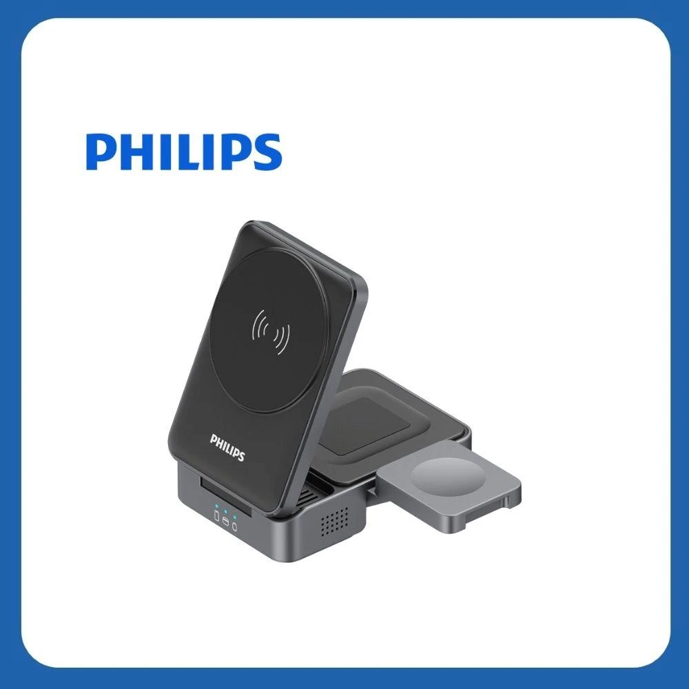 【Philips 飛利浦】PHILIPS  DLK3547Q 無線充電座 Qi2 三合一磁吸充電座  充電盤 手機支架