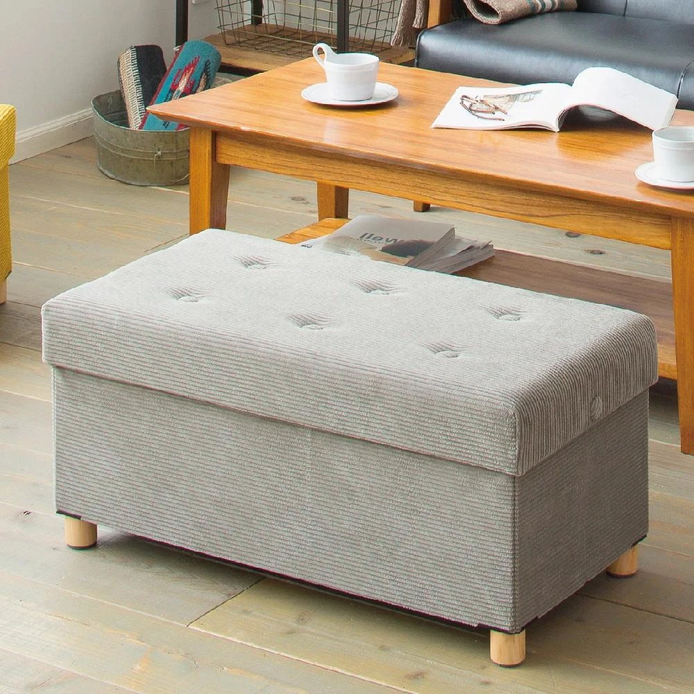 【IRIS】大容量燈芯絨收納椅凳 ASSTW-76 (椅子/收納箱/邊桌/茶几)