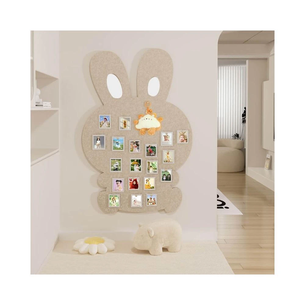 毛氈板 兔子羊毛氈牆貼照片牆 背景板軟木板 展示牆裝飾創意榮譽牆牆