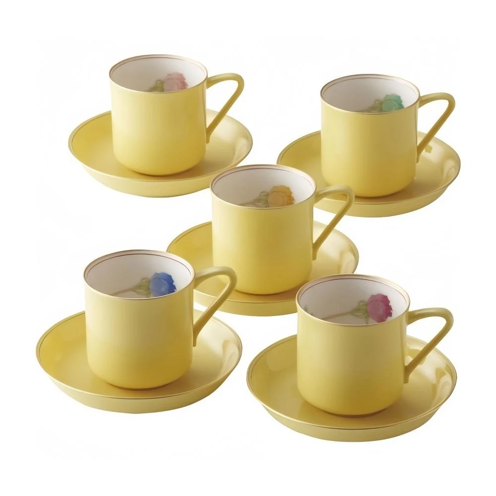 s001 D4 3. 未使用 香蘭社 KORANSHA リンドフィールド 湯飲み 蓋付 5客