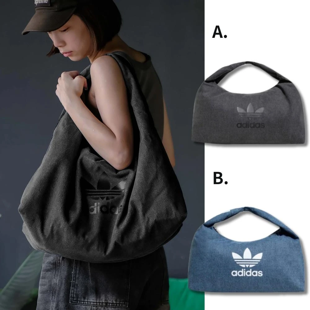 adidas 愛迪達】Adidas Originals 大容量水洗雲朵包手提包肩背包單寧