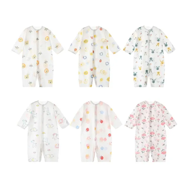 【JoyBaby】長袖包屁衣 新生兒連身衣 100%純棉分腿睡衣(透氣排汗 四季薄棉款)