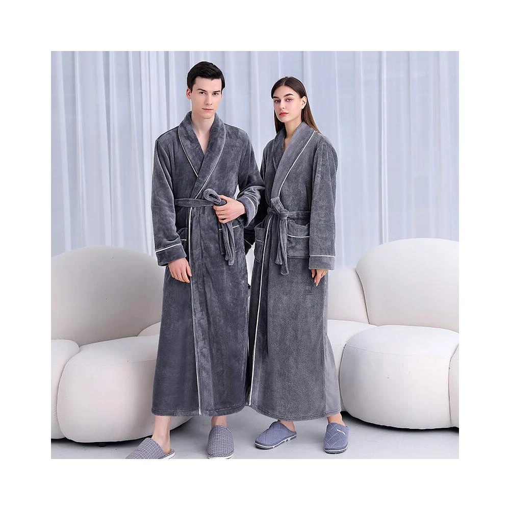 鑫奧精品 免運 加長款睡袍女秋冬珊瑚絨男士加厚冬款情侶法蘭絨睡衣浴袍