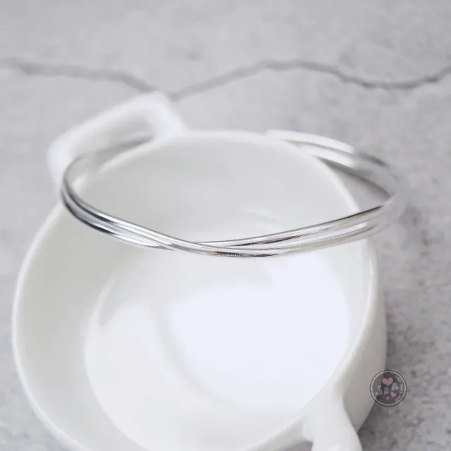 純銀手環交錯交叉雙層足銀手環足銀手鐲足銀999.9