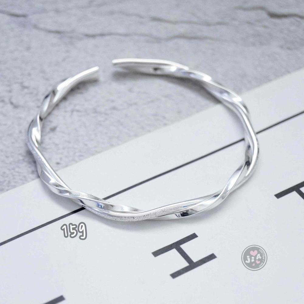 磨砂交錯扭轉細版純銀手環開口式足銀手環足銀999。