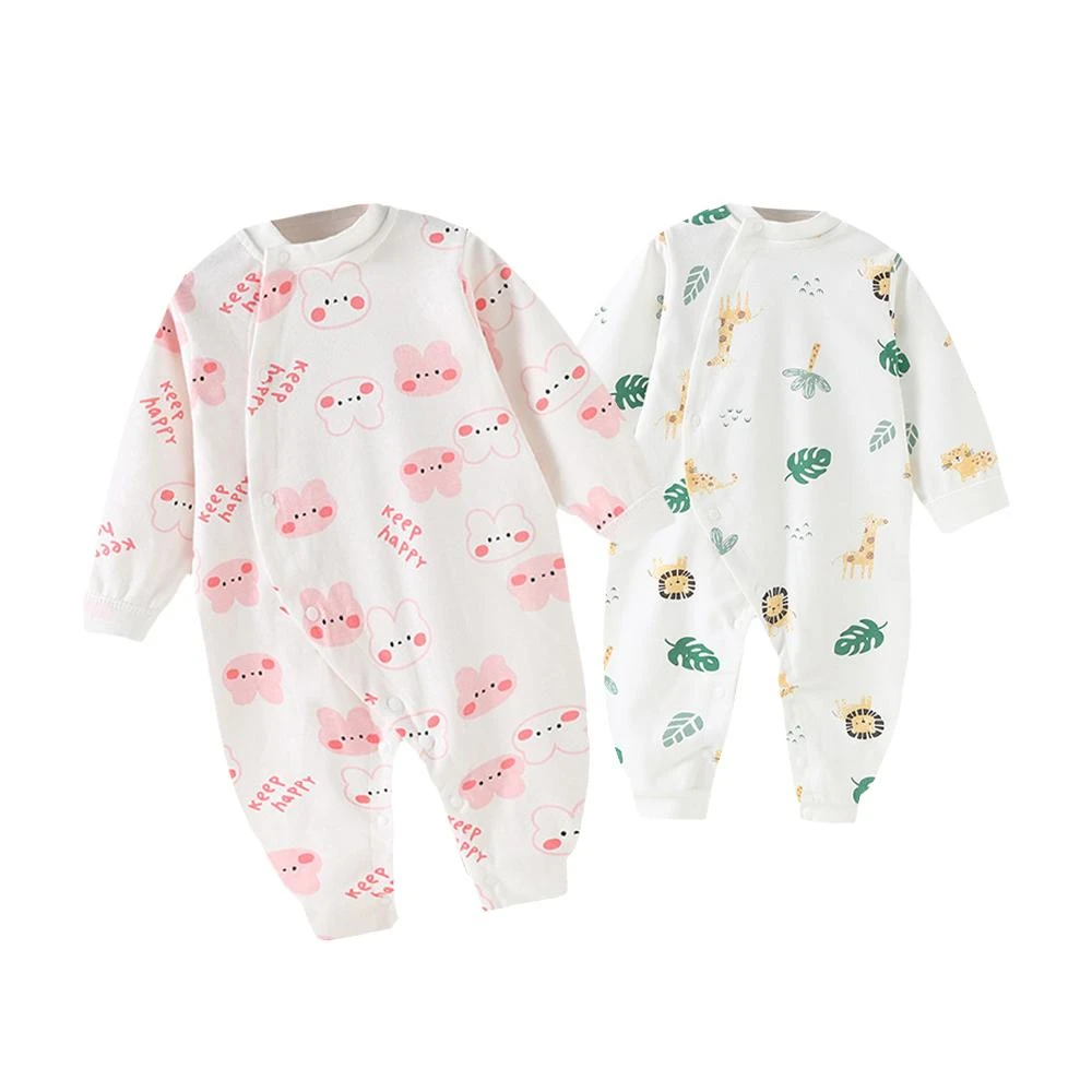 【JoyBaby】斜開扣 長袖包屁衣 100%純棉分腿睡衣(新生兒連身衣 爬服 嬰兒服)