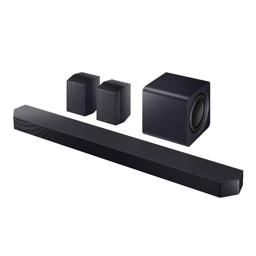 SAMSUNG 三星 HW-Q990F 組合式音響，型號 HW-Q990F/Q990F，黑色系設計，越南原產地製造。支援單曲播放、隨機播放、迴圈播放，內建 WiFi 與藍芽 Bluetooth 無線連線，附遙控器與主體簡易壁掛架。尺寸 1309.0 x 423.0 x 296.0 mm，重 23.8 kg，1 年保固，110V 電源供應，BSMI 許可字號 R33475。完美提升居家影音體驗，三星音響首選！