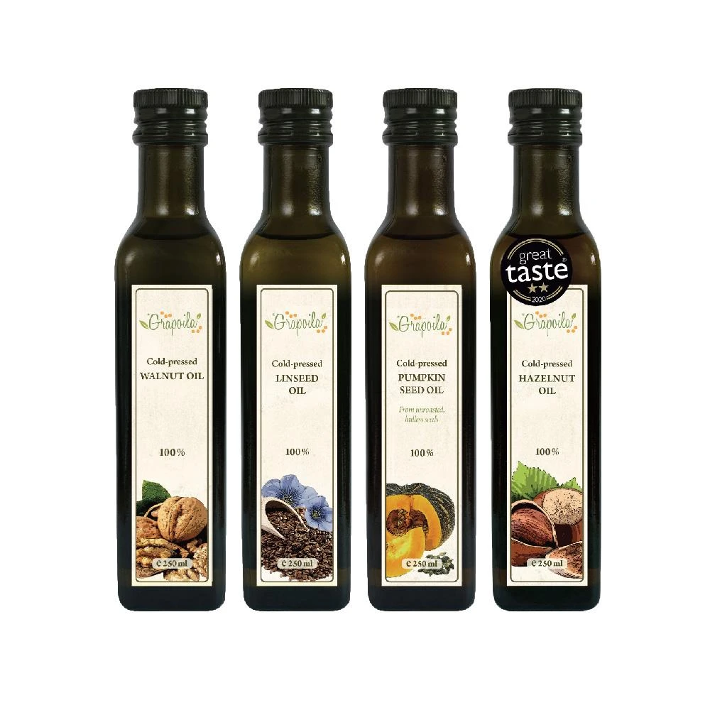 【Grapoila】匈牙利100%天然冷壓油 250ml  (亞麻籽/南瓜籽/榛果/核桃)