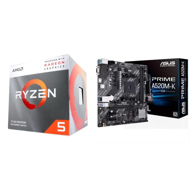 【AMD 超微】〈自MO價〉R5 3400G+華碩 PRIME A520M-K CSM M-ATX 主機板