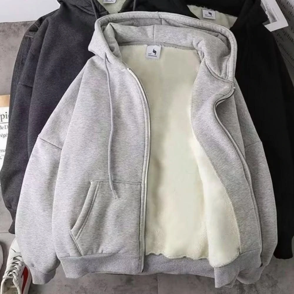 【B1 地下室】外套 日系素面加絨連帽外套 男生外套 拉鍊 純色夾克 NL683211-1(秋冬外套 情侶外套 休閒外套 刷毛外套)